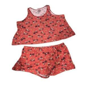 C8 Joyspun recycled fabric pajama set bikes dogs terracotta orange NWOT 3XL Plus